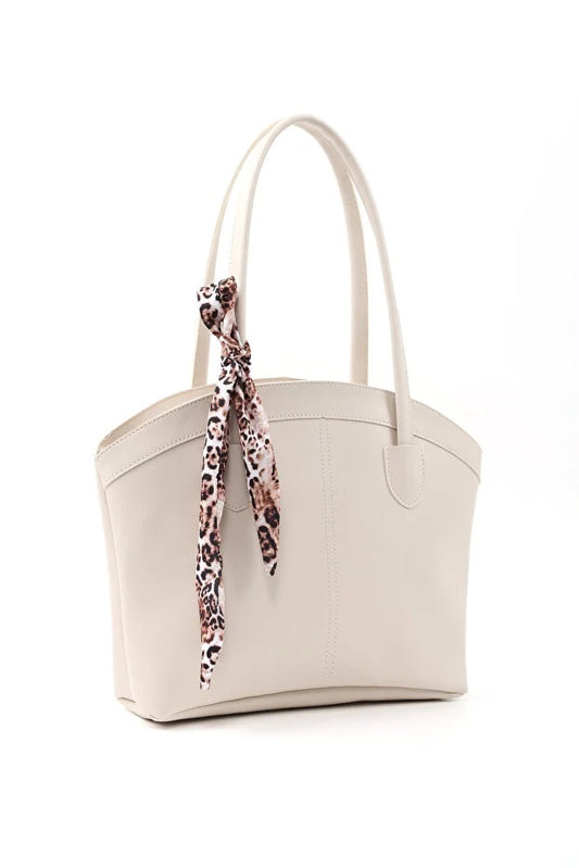 Bolso de Cuero Sintético con Correa y Pañuelo - Cartera Crossbody Blanca para Mujer - Image 2