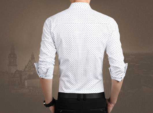 Camisa Elegante para Hombre Lunares Manga Larga Slim Fit Tallas M-5XL - Image 4