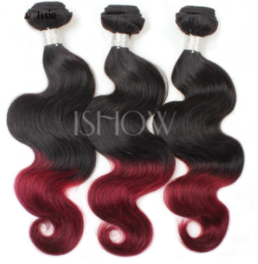 Peluca Brasileña Ondulada Dos Tonos Rojo Vino - Cabello Real de Alta Densidad