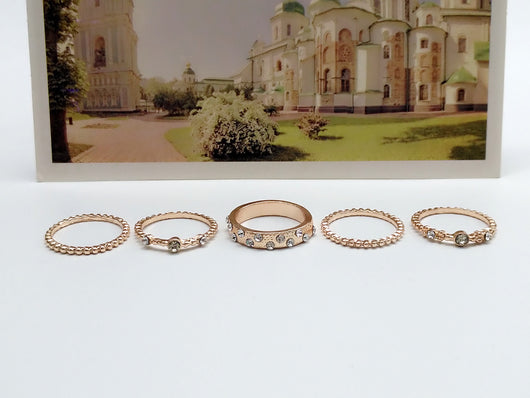 Set de 5 Anillos Apilables Estilo Bohemio en Tono Oro Rosa - Image 8