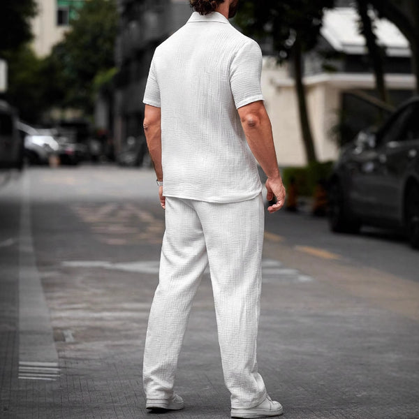 Polo Casual de Manga Corta con Botones para Hombre - Diseño Versátil Solid Color