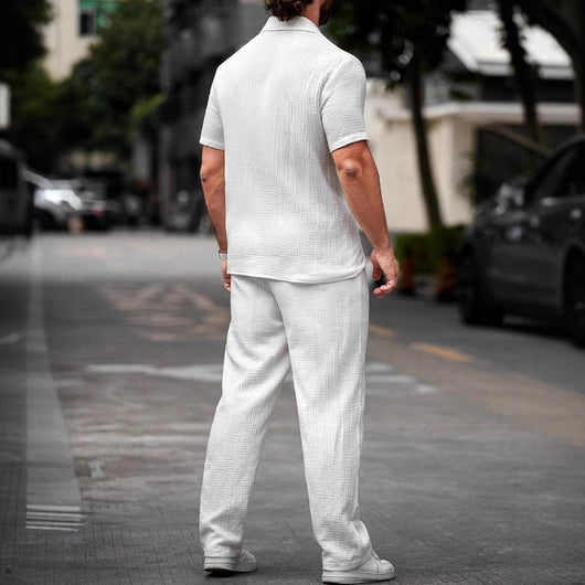 Polo Casual de Manga Corta con Botones para Hombre - Diseño Versátil Solid Color - Image 2