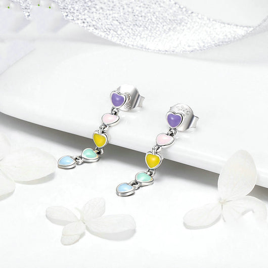 Aretes de Corazón Arcoíris Hipoalergénicos - Image 3