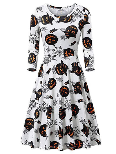 Vestido Largo de Manga Larga con Estampado de Calabaza para Halloween - Image 9