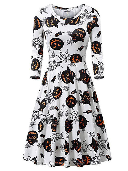Vestido Largo de Manga Larga con Estampado de Calabaza para Halloween - Image 9