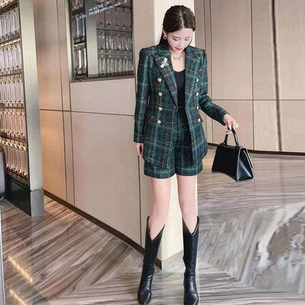 Traje Cuadrillé de Lana para Mujer - Estilo Urbano Sofisticado - Image 5