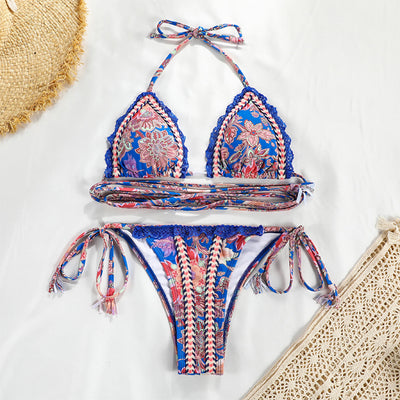 Bikini Dividido para Mujer con Encaje y Costuras de Cinta - Image 5