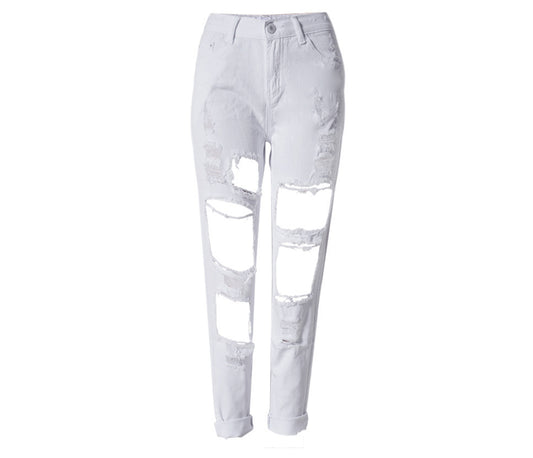 Pantalones Skinny Rotos de Cintura Alta para Mujer - Image 2