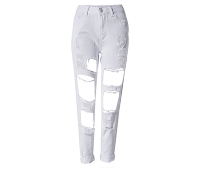 Pantalones Skinny Rotos de Cintura Alta para Mujer - Image 2