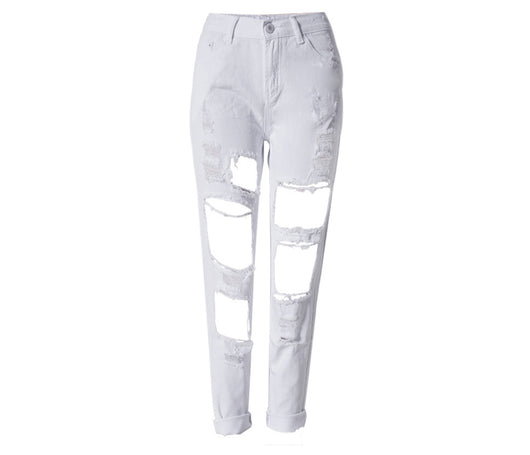 Pantalones Skinny Rotos de Cintura Alta para Mujer - Image 2