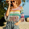 Blusa de Playa Bikini con Paneles y Recortes