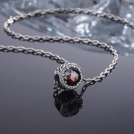 Collar de Plata 925 Corazón del Mar con Perla y Piedra Roja Granate - Image 6