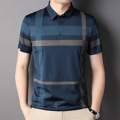 Polo Ejecutivo Juvenil Cuadros Holgado Casual de Negocios - Image 7