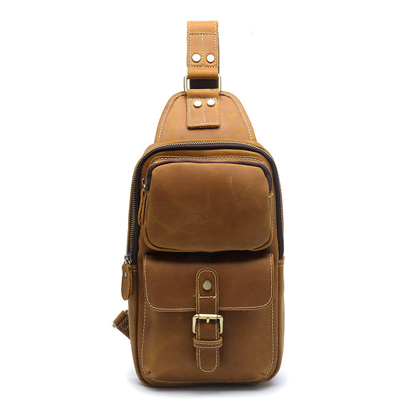 Bolso Bandolera Unisex de Cuero Genuino Crazy Horse Hecho a Mano