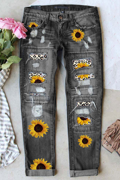 Jeans Rotos Estampados Cintura Media para Mujer - Image 9