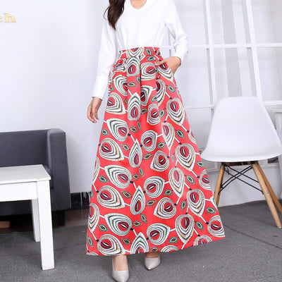 Falda Estampada Midi con Vuelo Amplio para Mujer - Image 4
