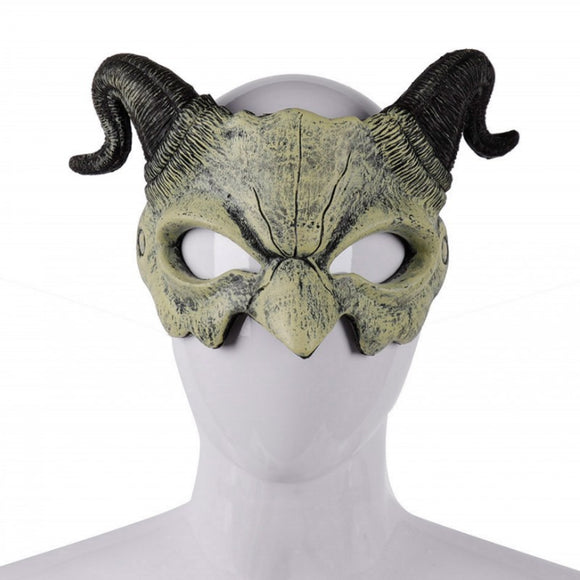 Máscara de Demonio con Cuernos para Halloween - Rostro Fantasmal Aterrador