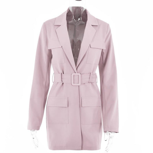 Blazer Largo de Talla Grande con Solapa y Manga Larga - Image 3