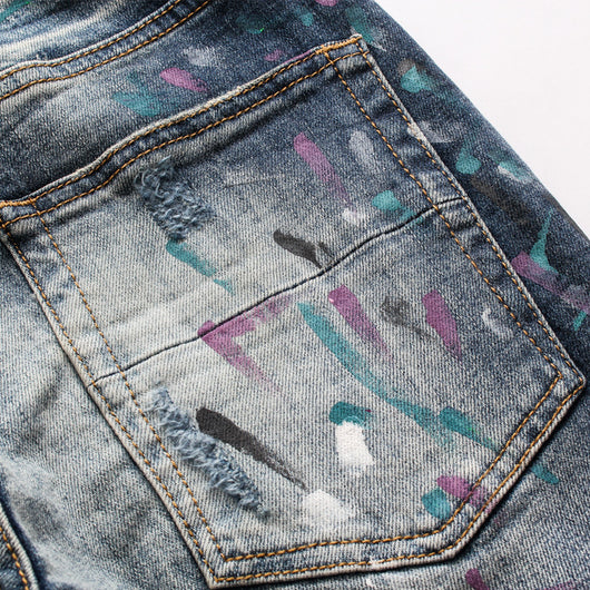 Pantalones Vaqueros Rotos con Parches para Hombre - Slim Fit Biker con Diseño Personalizado - Image 10