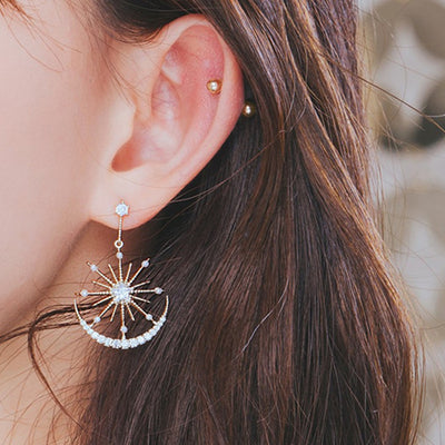 Aretes Sol y Luna con Diamantes