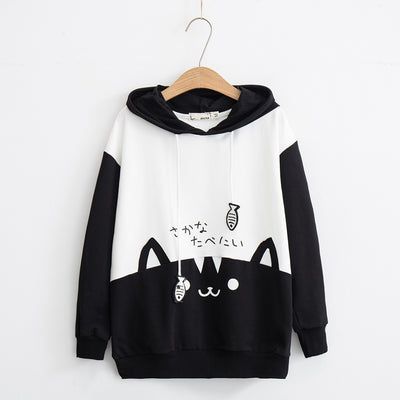 Sudadera con Capucha Estampado Gato Mori Kawaii para Mujer - Image 9