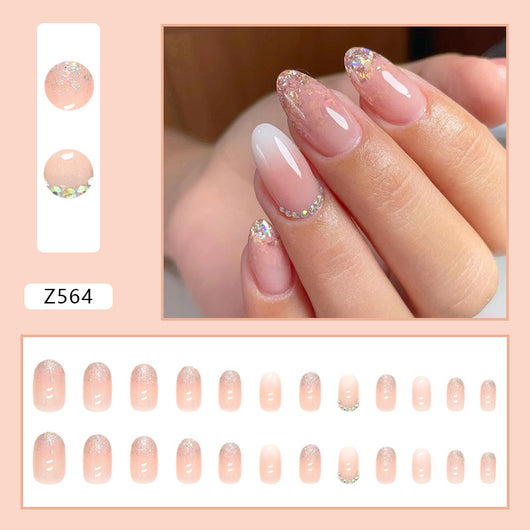 Uñas Postizas Degradado Brillante con Diamantes - Image 4
