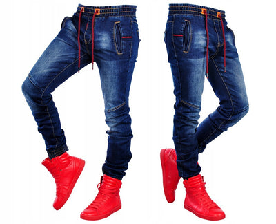 Pantalones Vaqueros Azules Elásticos con Cintura Ajustable para Hombre - Image 3