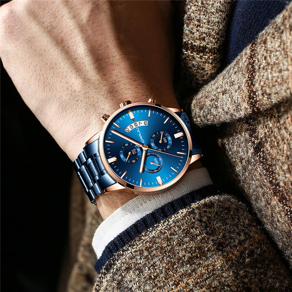Reloj de Acero Inoxidable para Hombre con Correa de Seis Pasadores Personalizables