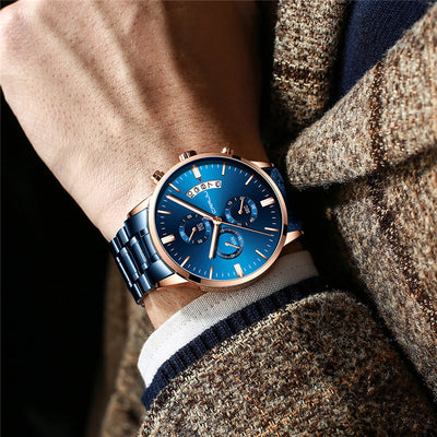 Reloj de Acero Inoxidable para Hombre con Correa de Seis Pasadores Personalizables - Image 2