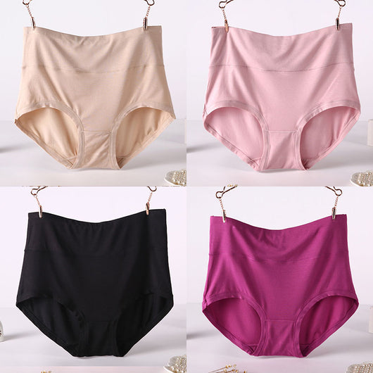 Pack 4 Pantaletas Cintura Alta Viscosa Suave Colores Lisos Mujer - Image 9