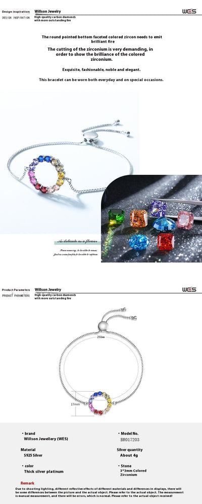 Pulsera de Plata con Gemas de Arcoíris Circular - Image 7