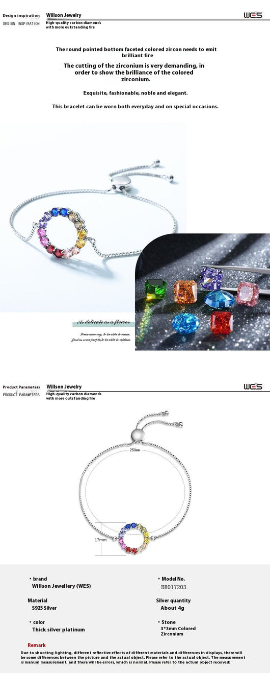 Pulsera de Plata con Gemas de Arcoíris Circular - Image 7