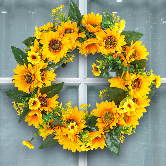 Adorno de Pared Girasol Primavera con Ratán y Madera Rústica - Image 3