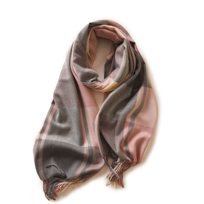 Bufanda de Cashmere Artificial Gruesa y Cálida con Flecos - Image 10