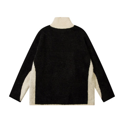 Suéter Oversize Patchwork Cuello Alto Comodidad Total - Image 24
