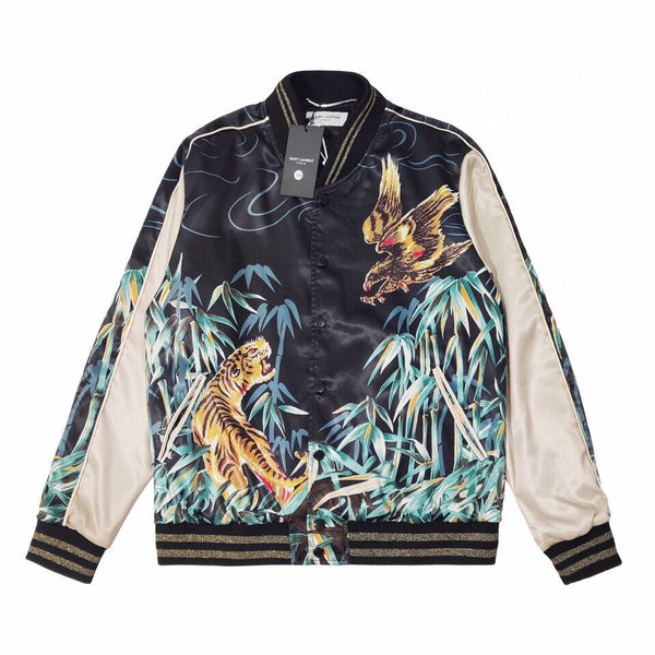 Chaqueta Bomber de Seda Estilo Urbano Unisex