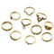 Morado Diamond Ring Set Oco Torcido Coroa de Palma Combinação de 10 Peças Dourado