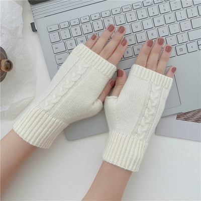 Guantes de Lana Tejida Dedos Abiertos Cortos - Image 3