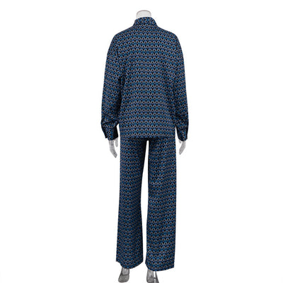 Conjunto de Moda Elegante: Camisa Estampada Manga Larga con Pantalón Ancho - Image 13