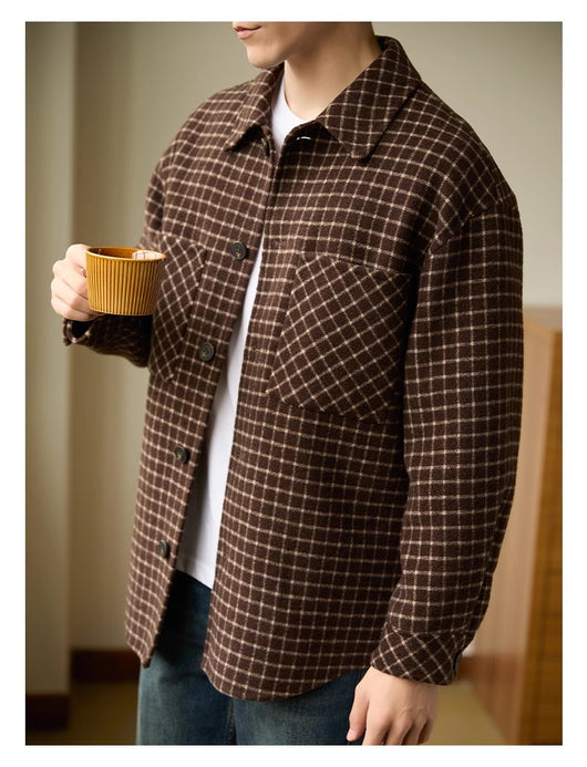 Abrigo Casual Hombre Cuadrícula Doble Faz Lana Premium - Image 12