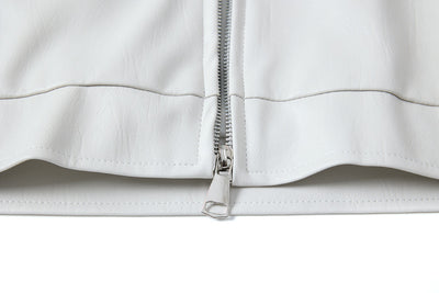 Chaqueta de Cuero PU Estilo Motociclista Americana con Parches - Image 11