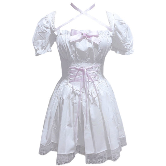 Vestido Retro Cuadrado con Mangas Abullonadas y Cintura Ajustable - Image 2