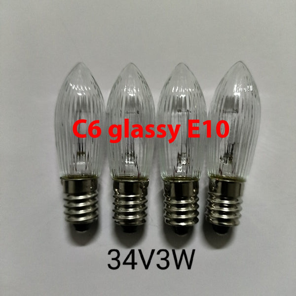 Bombilla LED E10 Patrón Cristal C6 34V 3W