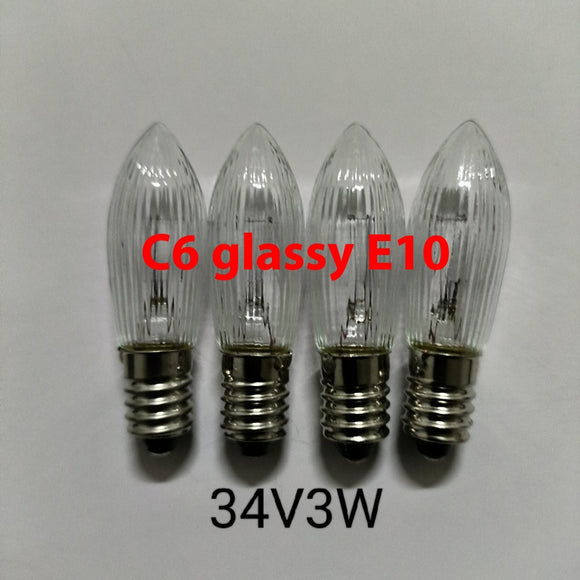 Bombilla LED E10 Patrón Cristal C6 34V 3W