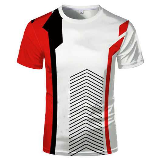Playera 3D Estampada Roja y Negra con Costuras Reforzadas para Hombre Verano - Image 3