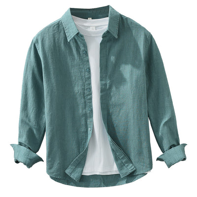 Camisa de Lino Suelta para Hombre - Estilo Casual Artístico de Manga Larga - Image 5