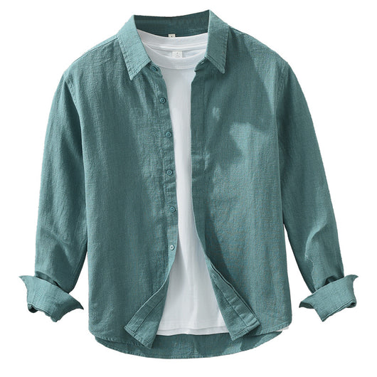 Camisa de Lino Suelta para Hombre - Estilo Casual Artístico de Manga Larga - Image 5