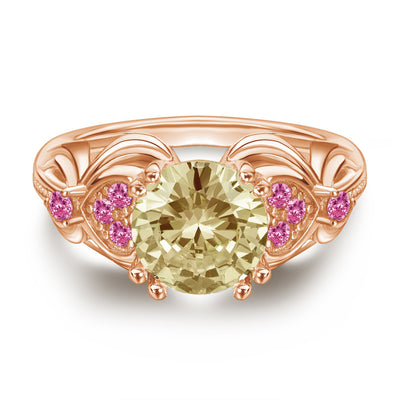 Anillo Chapado en Oro Rosado con Circonia Cúbica Champagne - Joya Resistente al Deslustre - Image 10