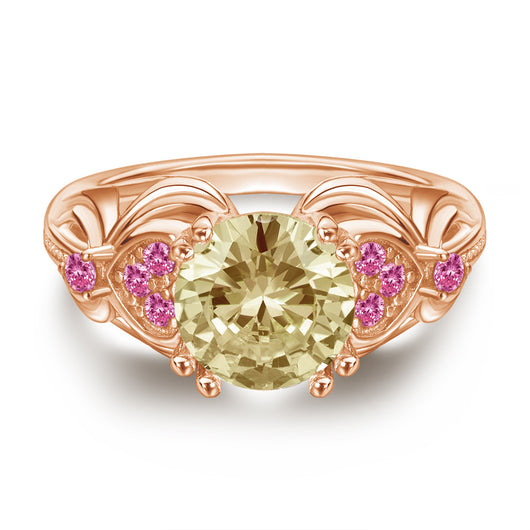Anillo Chapado en Oro Rosado con Circonia Cúbica Champagne - Joya Resistente al Deslustre - Image 10