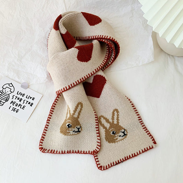 Bufanda Corta de Lana Tejida Cálida Love Rabbit Versátil